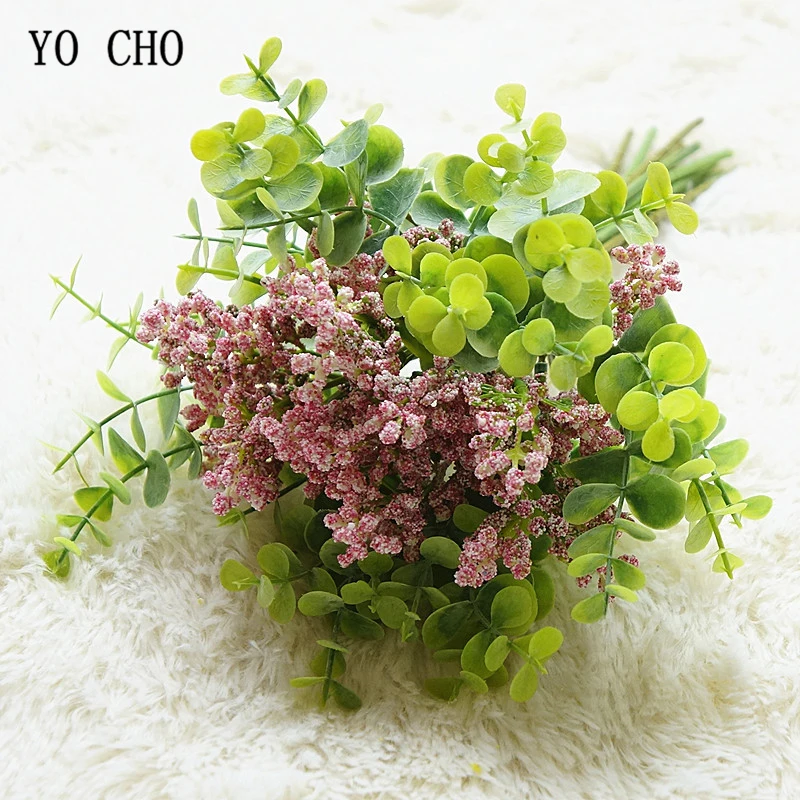 YO CHO Bruidsboeket Bruidsmeisje Babysbreath Boeketten Kunstmatige Wit bos Bloemen DIY Bruiloft Home Party Office Decor