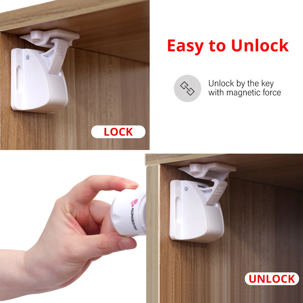 EUDEMON 8pcs Magnetic Child Lock Baby Safety Cabinet Drawer Door Lock Children Protection Invisible Lock Kids Security