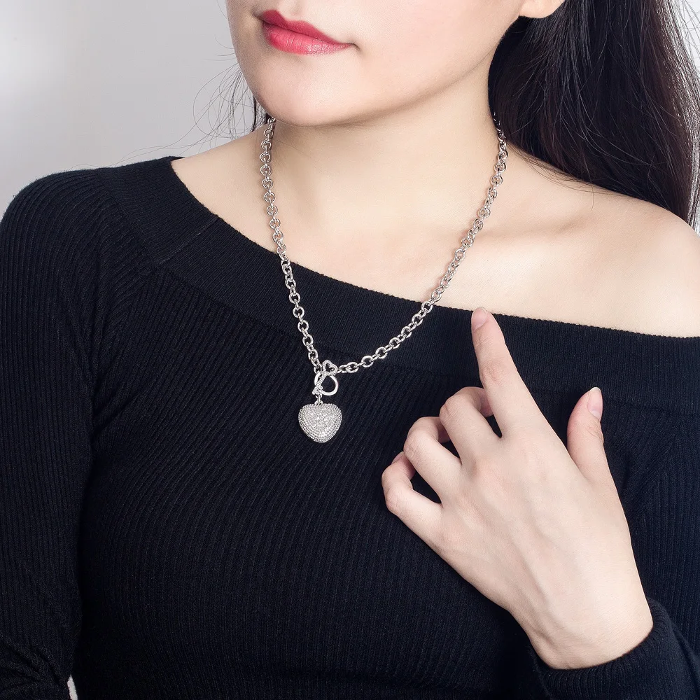 925 Sterling Silver Choker Necklace with Heart Pendant Female Creative Charm New Fine Jewelry for Women Wedding Gift