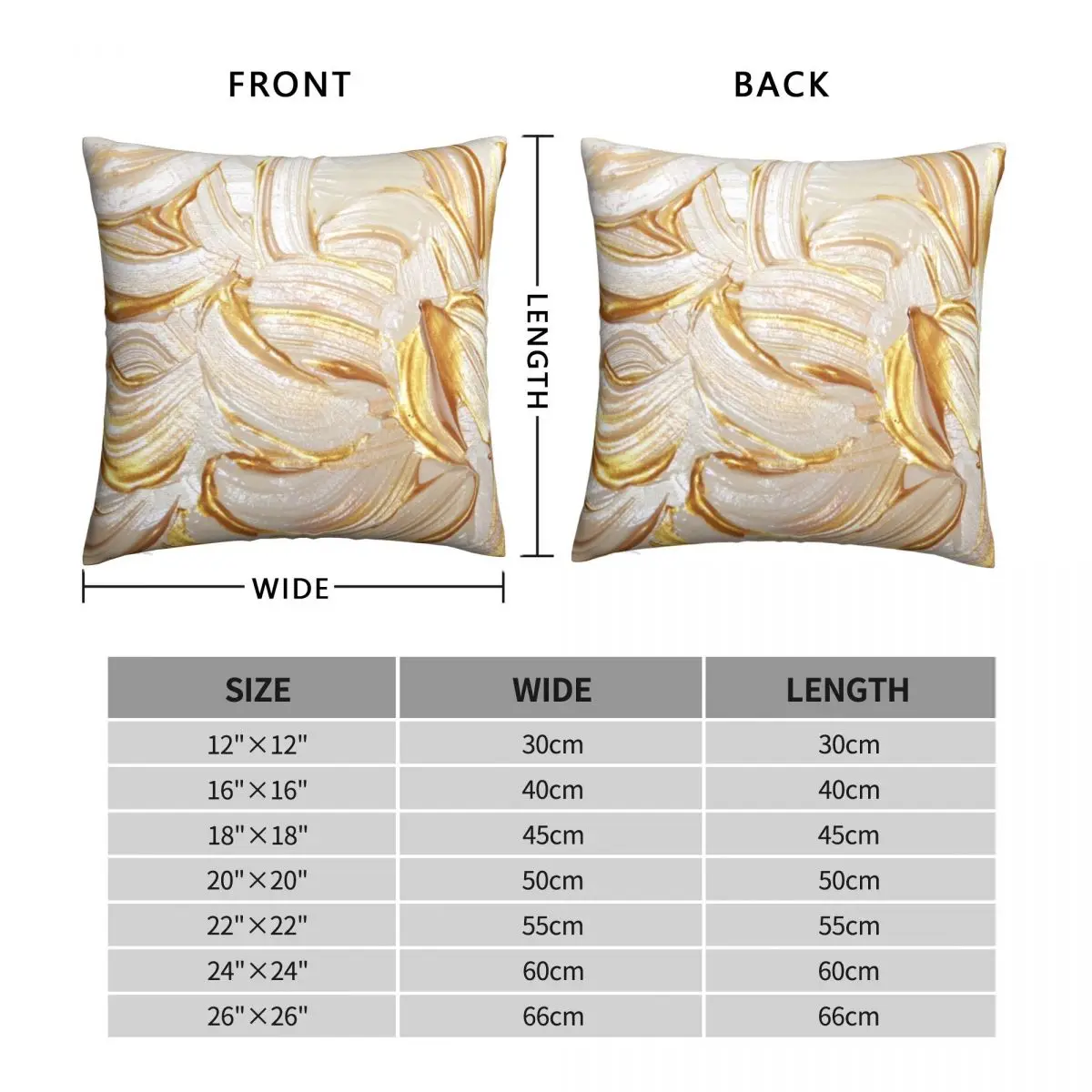 Cream Gold Wet Paint Square Pillowcase Polyester Linen Velvet Printed Zip Decor Sofa Cushion Cover