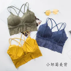 3D Sexy lace girl Lingerie Seamless vest Sport Bra Backless Strapless Top Bra Push Up Bralette Brassiere Women Underwear wrapped