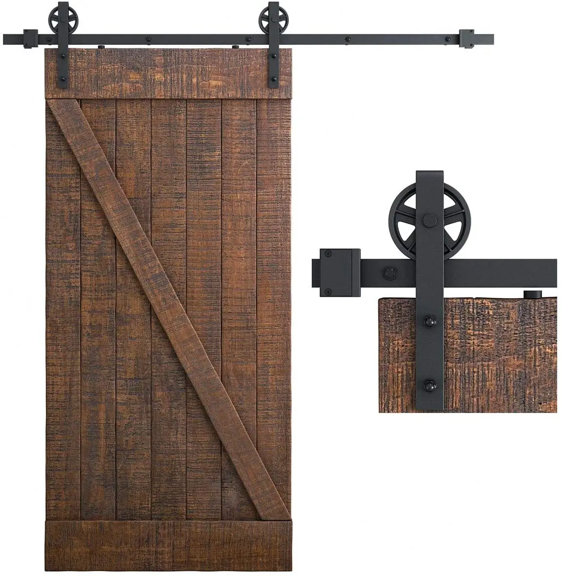 For Russian Vintage Industrial Wheel Sliding Barn Wood Door Interior Closet Door Kitchen Door Track Kit Track System Hardware