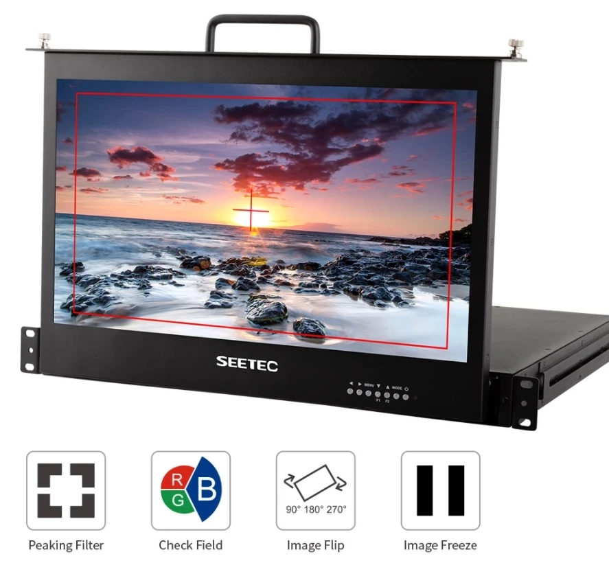 SEETEC 17.3 Inch 1RU Pull Out Rack Mount Monitor Full HD 1920x1080 SC173-HD-56 for Broadcast Director Monitor