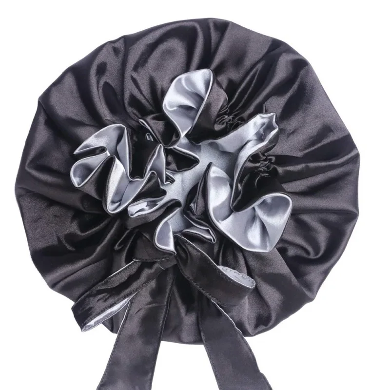 Chắc Chắn Satin Bonnet Rộng Kéo Dài Quan Hệ Lông Dài Nữ Ngủ Đêm Nón Điều Chỉnh Tạo Kiểu Tóc Nắp Lụa Đầu bọc Nón Tắm