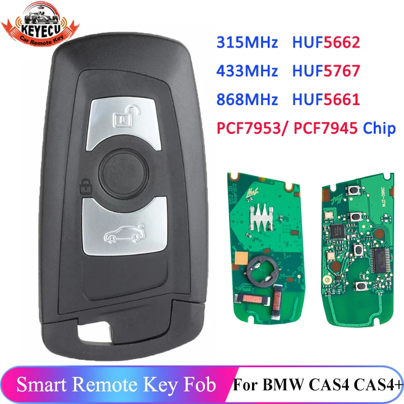 KEYECU Remote Key PCF7953 3 Button YGOHUF5662 / YGOHUF5767 315MHz 434MHz 868MHz for BMW 5 7 F Series FEM / BDC CAS4 2009-2016