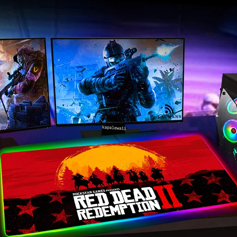 

Red Dead Redemption Mouse Mat RGB Gaming Mouse Pad Anime Carpet Dragon Mouse Mat Gamer Balls Deskmat Large Pc Gamer Accessories