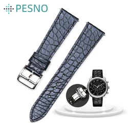 PESNO Suitable for Hermes AR7.710.220 AR4.910.330 Round Grain Crocodile Leather Watch Bands Alligator Skin Leather Watch Straps