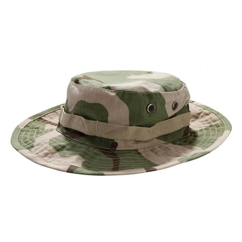 Tactical Hunting Boonie Hat Military Camo Bucket Sun Cap Waterproof Fishing Outdoor Camping Fisherman Hats With String Men