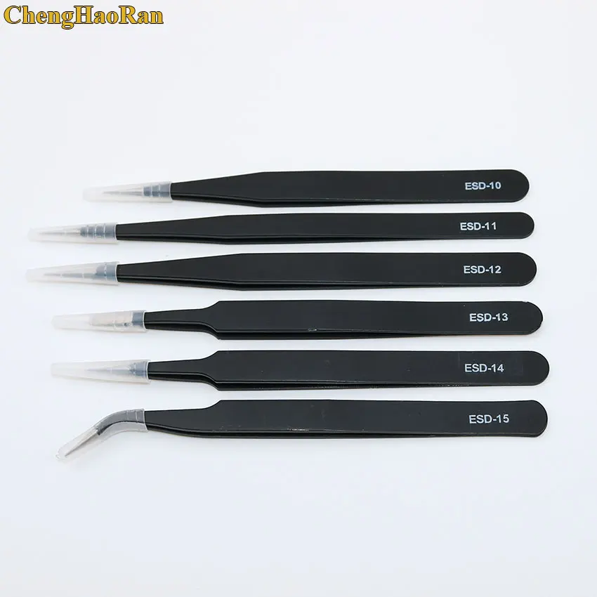 

ChengHaoRan Metal Anti-Static Bending Straight Tip Tweezers Precision Welding Electronic ESD for Soldering Smd Tool Set