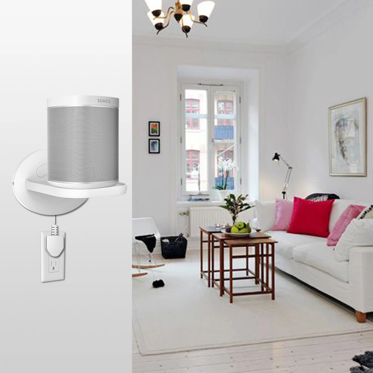 Montagem na parede prateleira suporte para amazon echo dot 3rd gen google casa mini ninho sonos um jogo 1 e mais câmera de segurança em casa