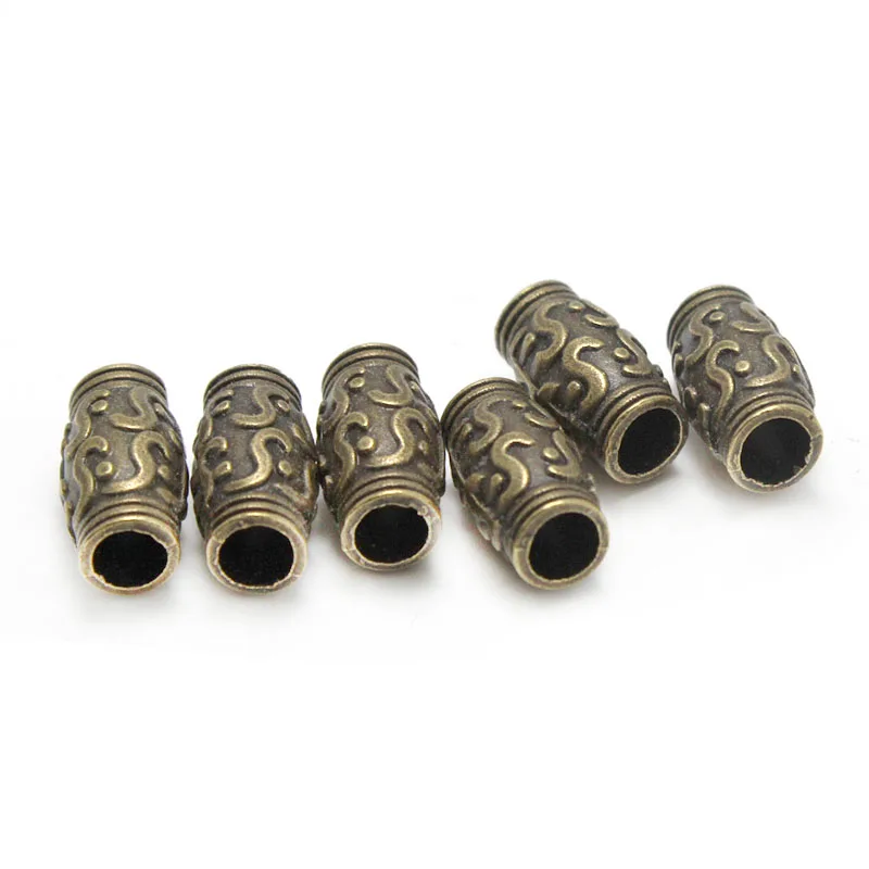 20pcs/lot Copper Metal Tube Spacer Beads for Jewelry Making, Big Hole 3.5mm Beads Accessories fit Bracelet Necklace DIY Making