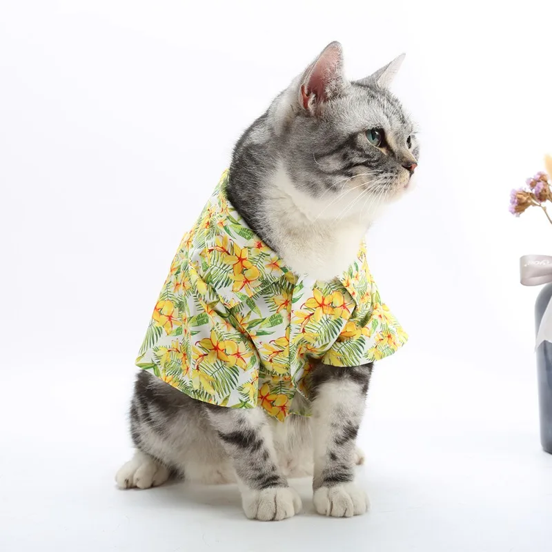 Multicolors Floral Pet Dog Cat T-shirt Hawaii Beach Style Pet Clothes Dogs And Cat Summer Vest Shirt Cat Clothing Pets Supplies