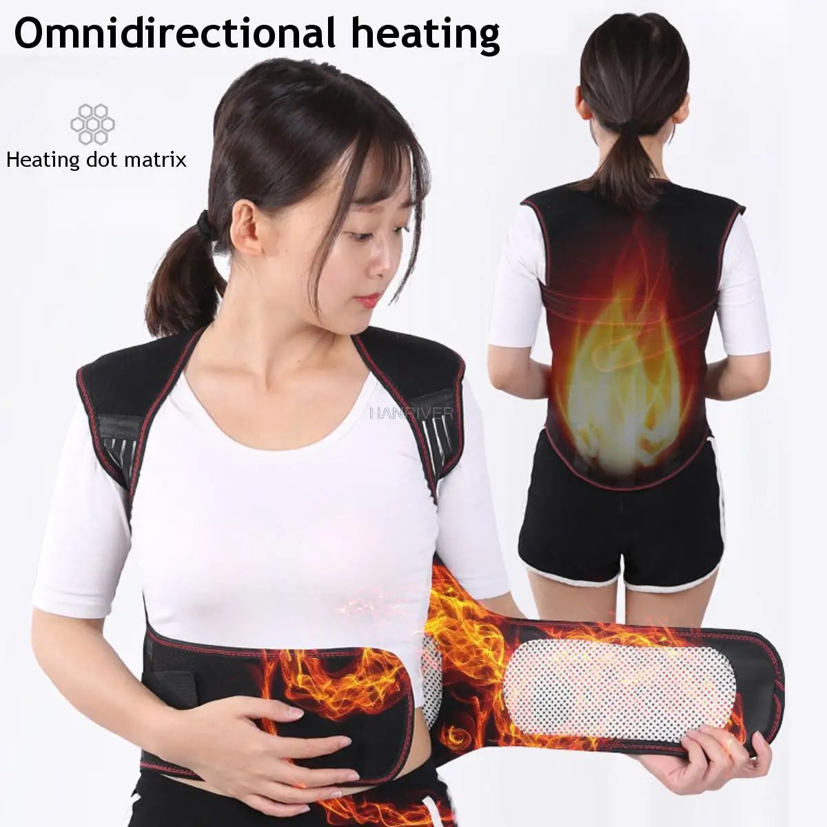 Tourmaline Self-heating Magnetic Therapy Belt Waist Support Shoulders Vest Waistcoat Warm Back Pain Treatment Correction