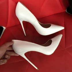 Summer White Red Bottom Heels Bright High Heeled Shoes Women Matte Stilettos Summer Sandals 12cm 10cm 8cm Pumps Women Stilettos