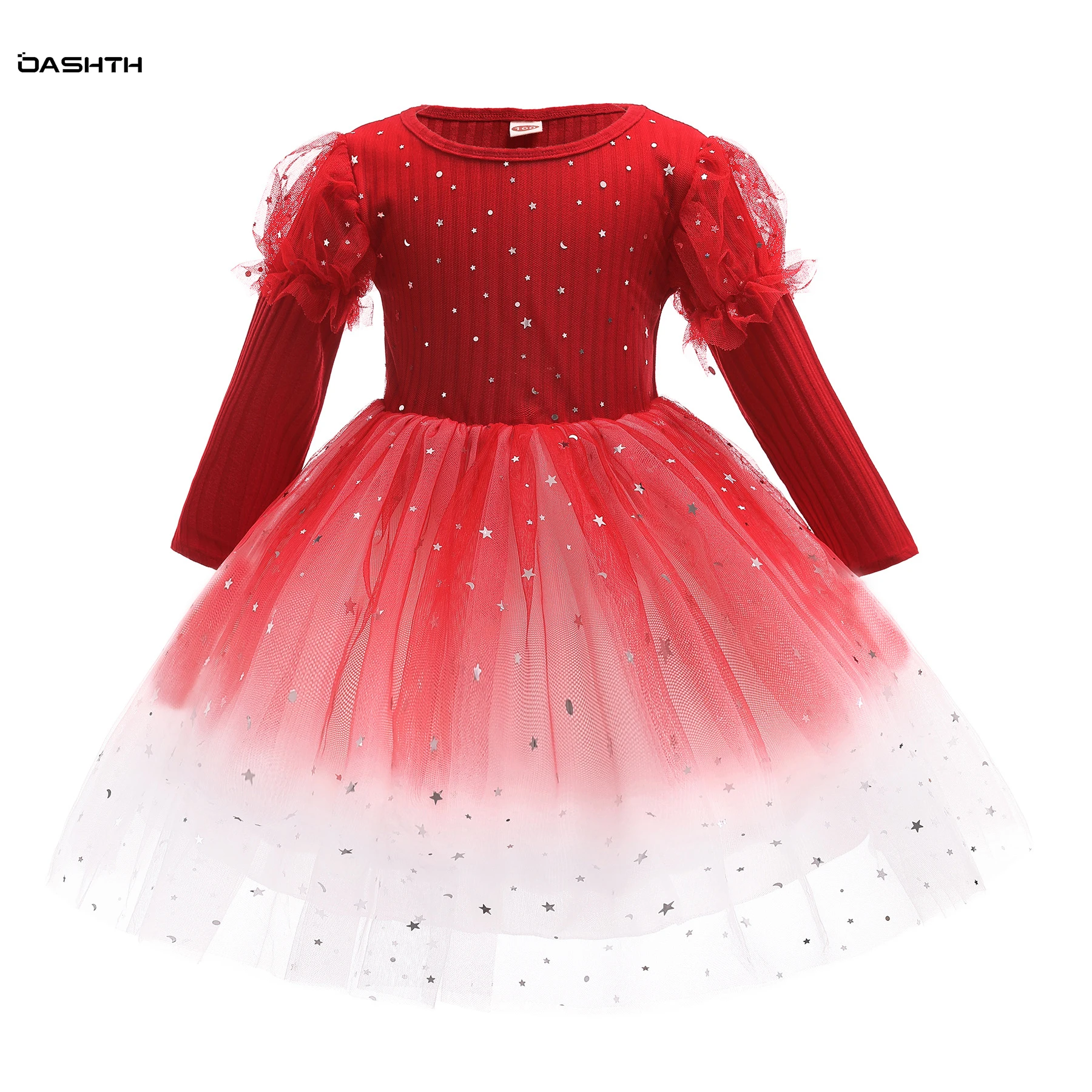 

OASHTH Children's clothing spring and autumn new girls dress Aisha princess dress long-sleeved mesh sequin dress