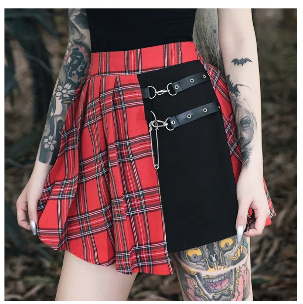 Womens Harajuku Punk Irregular Mini Pleated Skater Skirt Asymmetric Cutout High Waist Hip Hop Clubwear gothic harajuku skirt