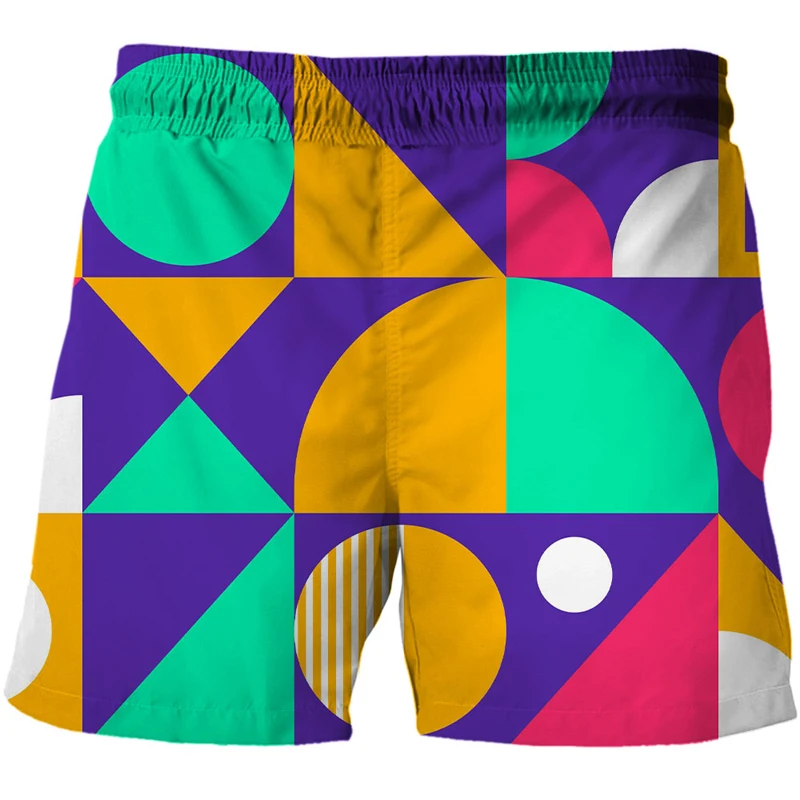 2021 summer new men's beach pants 3D printing Geometry beach pants men's swimming trunks beach pants plus size shorts Streetwear