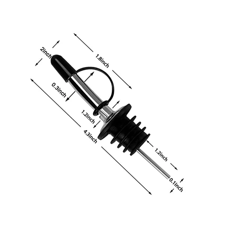 Stainless Steel Speed Pourers Spouts with Tapered, Liquor Pourers with Rubber Cap, Hygienic, Dishwasher Safe,