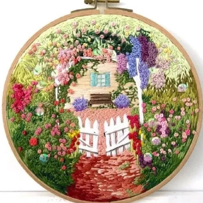 15cm diy wstążka zestaw do haftowania dla początkujących zestawy do szycia europa miasto dekoracje Cross Stitch seria igła sztuka i rękodzieło do