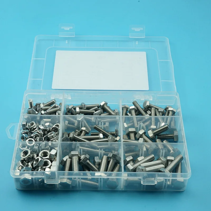 200pcs/Set M6 M8 Stainless Steel 304 Hexagon Socket Head Cap Socket Screw Bicycle Hex Bolt Nut Screws Set Assortment Kit