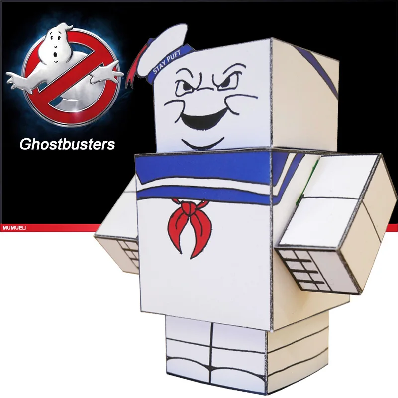 No-glue Ghostbusters Stay Puft Marshmallow Man 3D Paper Model Papercraft Movie Figure DIY Cubee Kids Adult Craft Toys CS-052