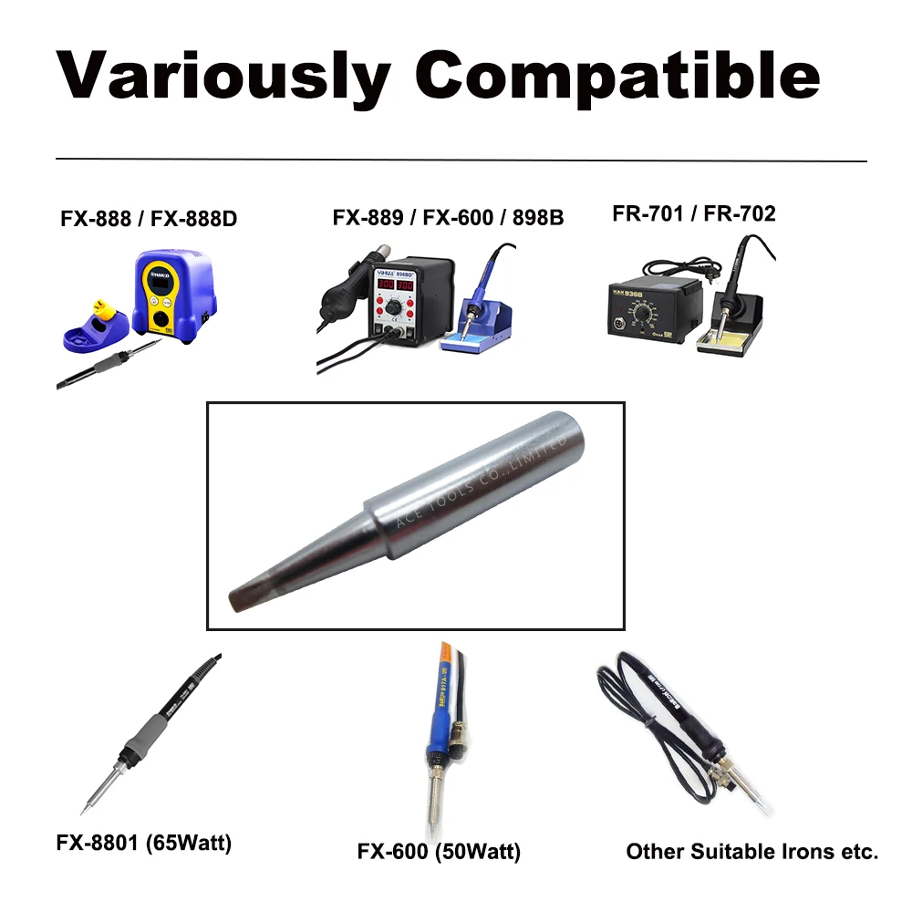 Punta de soldadura T18-D2, cincel de 2,0mm, 0.078 ", ajuste HAKKO FX-888, FX-888D, FX-8801, puntas de hierro sin plomo, mango de boquilla, Lápiz de soldadura