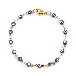 1 Pc Fashion Rvs Armbanden Blauw Rood Evil Eye Emaille Bead Armband Voor Vrouwen Lucky Turkse Eye Sieraden Geschenken