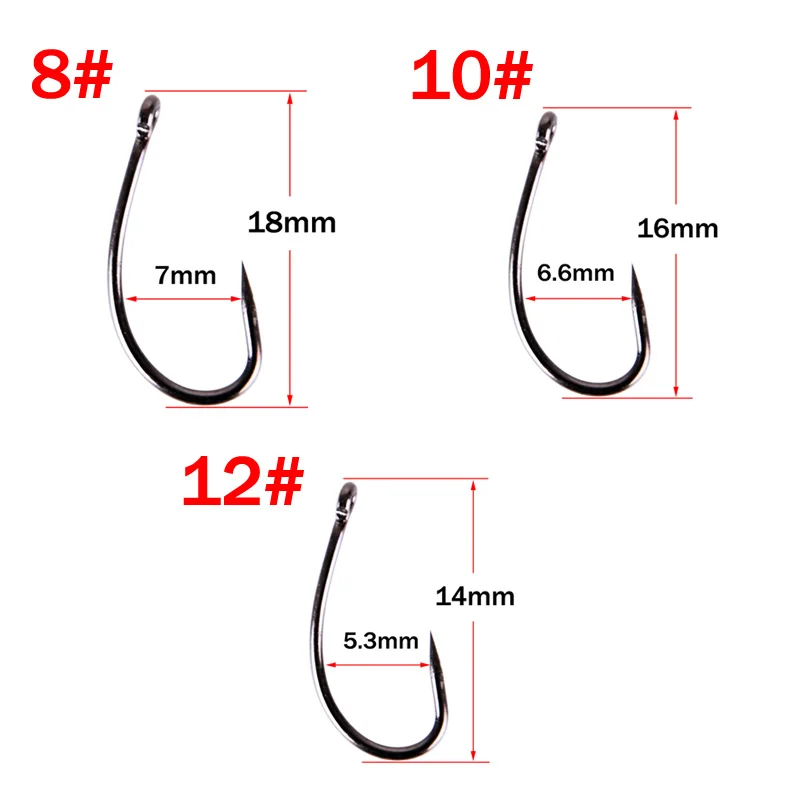 HYBOLAN Fly Fishing Hooks 50Pcs Carp Single hook High Carbon Steel Sharp Durable Fishhooks Accessories Tackle Pesca 8# 10# 12#