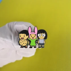 Belcher Siblings Badge Tina Lois and Gene Pin Nostalgic Kids Cartoon TV Show Jewelry