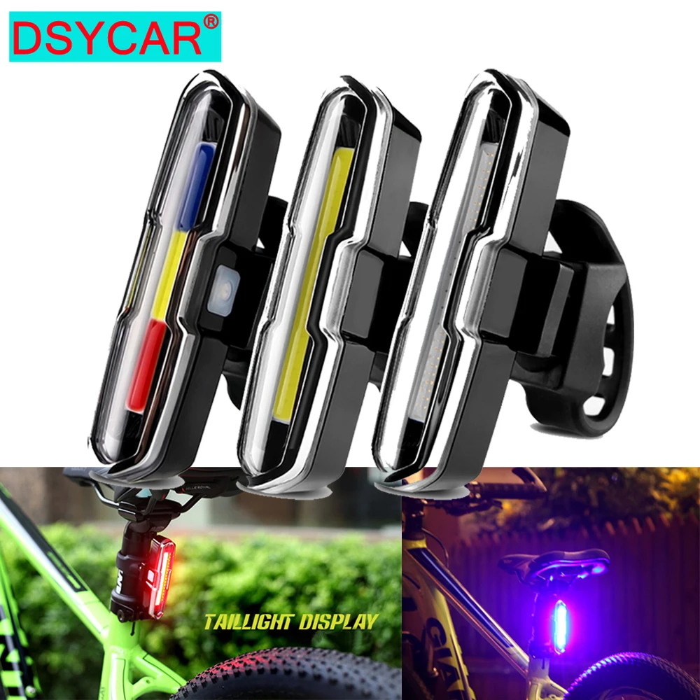 DSYCAR USB Rechargeable Front Rear Bicycle Light LED Lithium Battery Bike Taillight Waterproof Cycling Light Bicycle Accessories