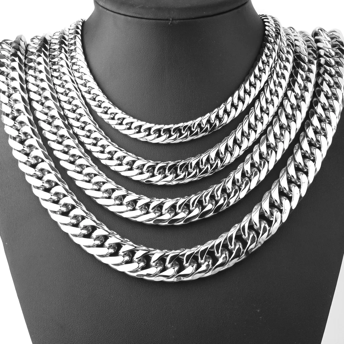 Hot Sale 9-21mm Heavy Mens Jewelry Chains 316LStainless Steel Silver Color Necklace Or Bracelet Double Curb Cuban Gift 7-40\