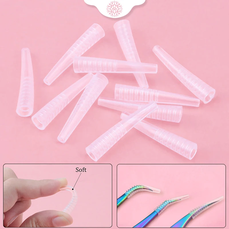 10/50 Pcs Grafting Eyelashes Tweezers Silicone Covers Tweezers Tips Protect Case Prevent Tweezer From Hit Lashes Auxiliary Tools