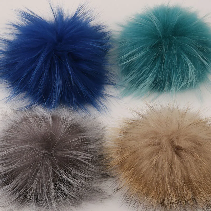 

Wholesale 5pcs/lot Real Fur Pompoms Colorful Raccoon Fur Pom Poms Mink Fur Balls Natural Fur Pompon For Knitted Skullies Hats