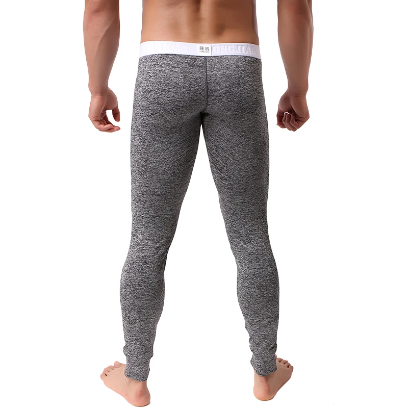 Calzoncillos largos sexys para hombre, ropa interior ajustada con bolsa de pene convexa en U, pantalones transparentes para el hogar, ropa de dormir