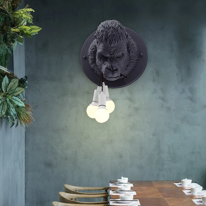 

Nordic orangutan bite line wall lamp living room study bedroom coffee restaurant clothing hot pot shop animal amusement park lam