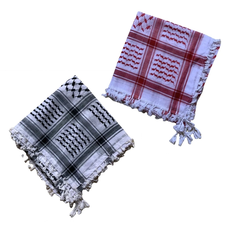 

Arab Turban Keffiyeh Scarf Muslim Hijab Military Shemagh Desert Scarf Keffiyeh Scarf Wrap for Men And Women 125x125cm