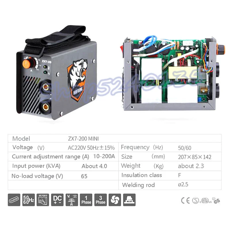 ZX7-200 10-200A 4000W Handheld Mini MMA Electric Stick Welder 220V 200A Inverter Arc IGBT Welding Machine tool