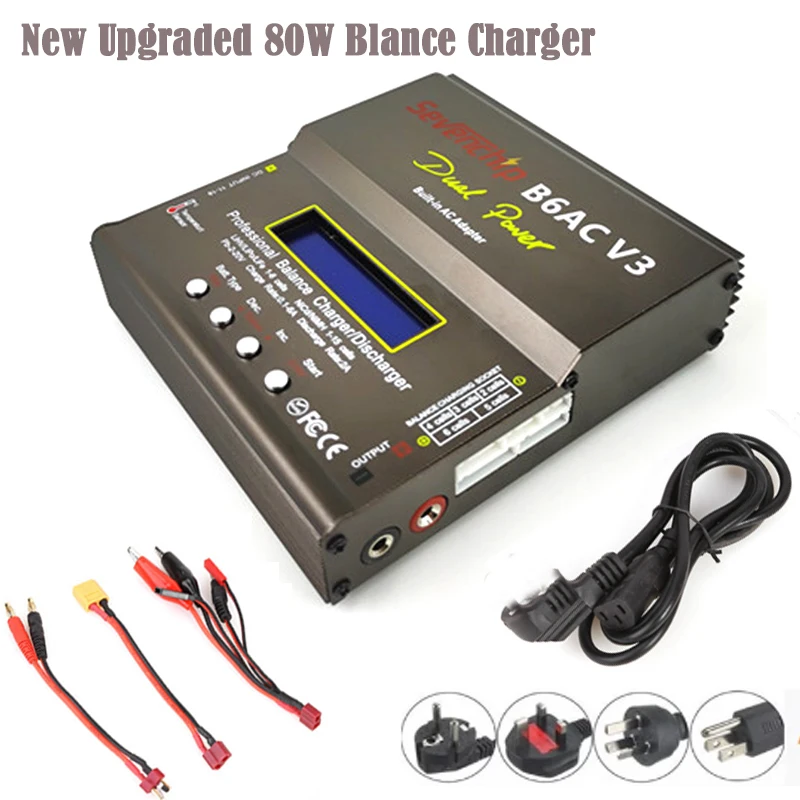 80W imax B6AC V3 Smart Digital Balance Charger For RC Helicopter Re-peak NiMH NiCD LiHV NiCd PB Li-ion Battery Charger