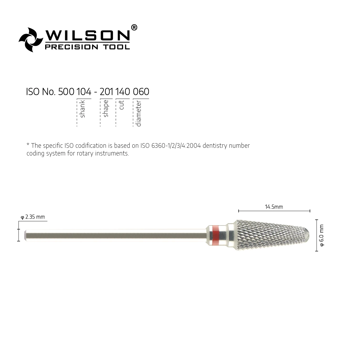 WilsonDental Burs 5000213-ISO 201 140 060 Tungsten Carbide Dental Burs for trimming Metal/Acrylic