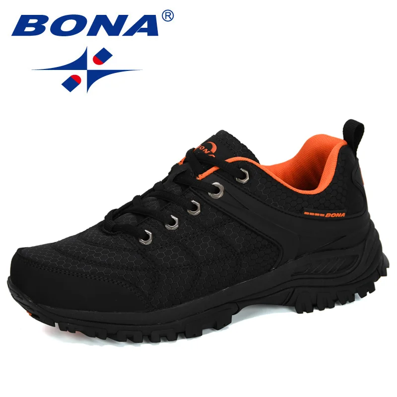 BONA-Tênis Mesh Outdoor para Homens, Sapatos de Caminhada, Couro Nubuck, Sapatos de Escalada, Sapatos Esportivos, na Moda, Populares, Novos Designers