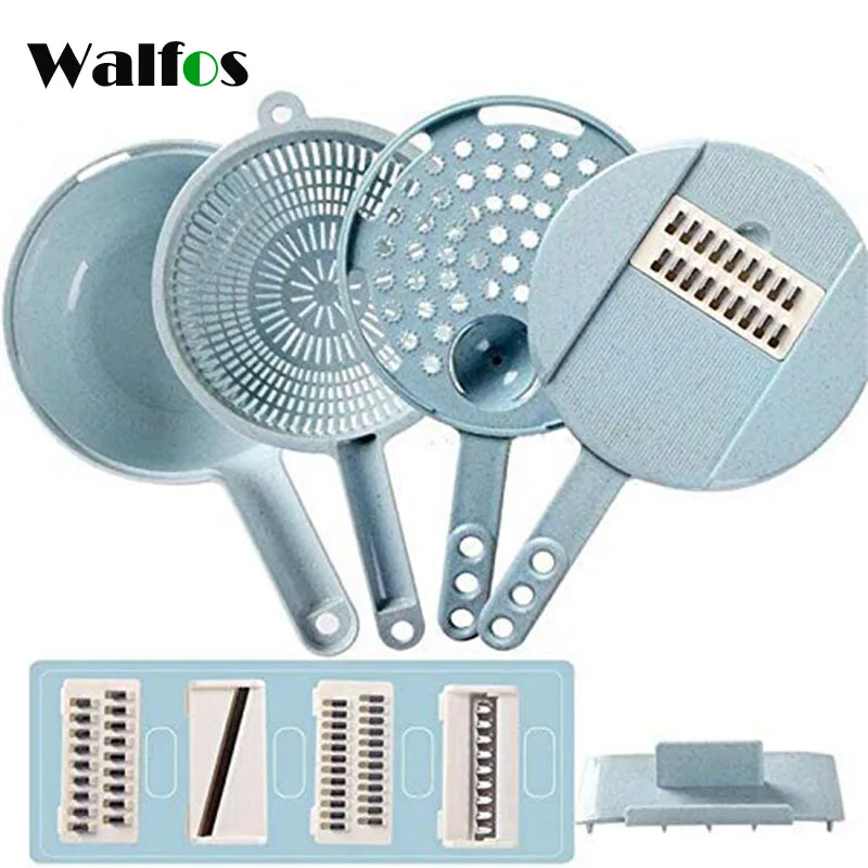 

WALFOS Multifunctio Vegetable Slicer Potato Peeler Carrot Onion Grater with Strainer Vegetable Cutter 8 in 1 Kitchen Accessories