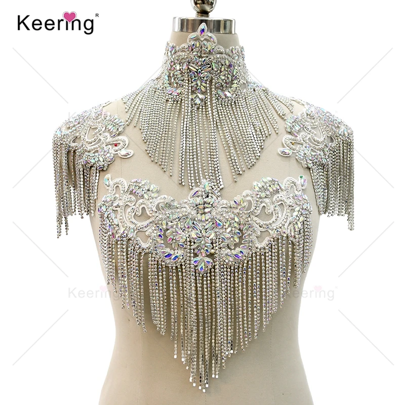 

Luxury Shinestone Waterdrop Dangle Patch for Wedding Dress, DP-289