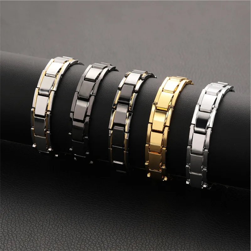 Luxury Men\'s Twisted Health Magnetic Bracelet Energy Therapy Women Men\'s Magnetic Hematite Titanium Steel Bracelet Detachable