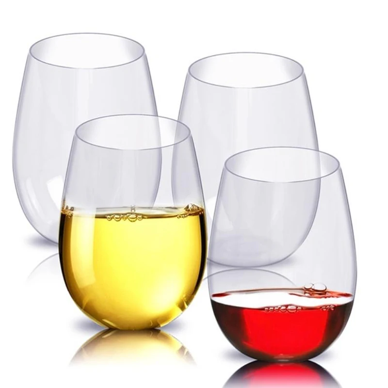 4pc/set Unbreakable PET Red Wine Glass Totally Transparent Fruit Juice Beer Cup Shatterproof Plastic Glasses Cups Bar Home