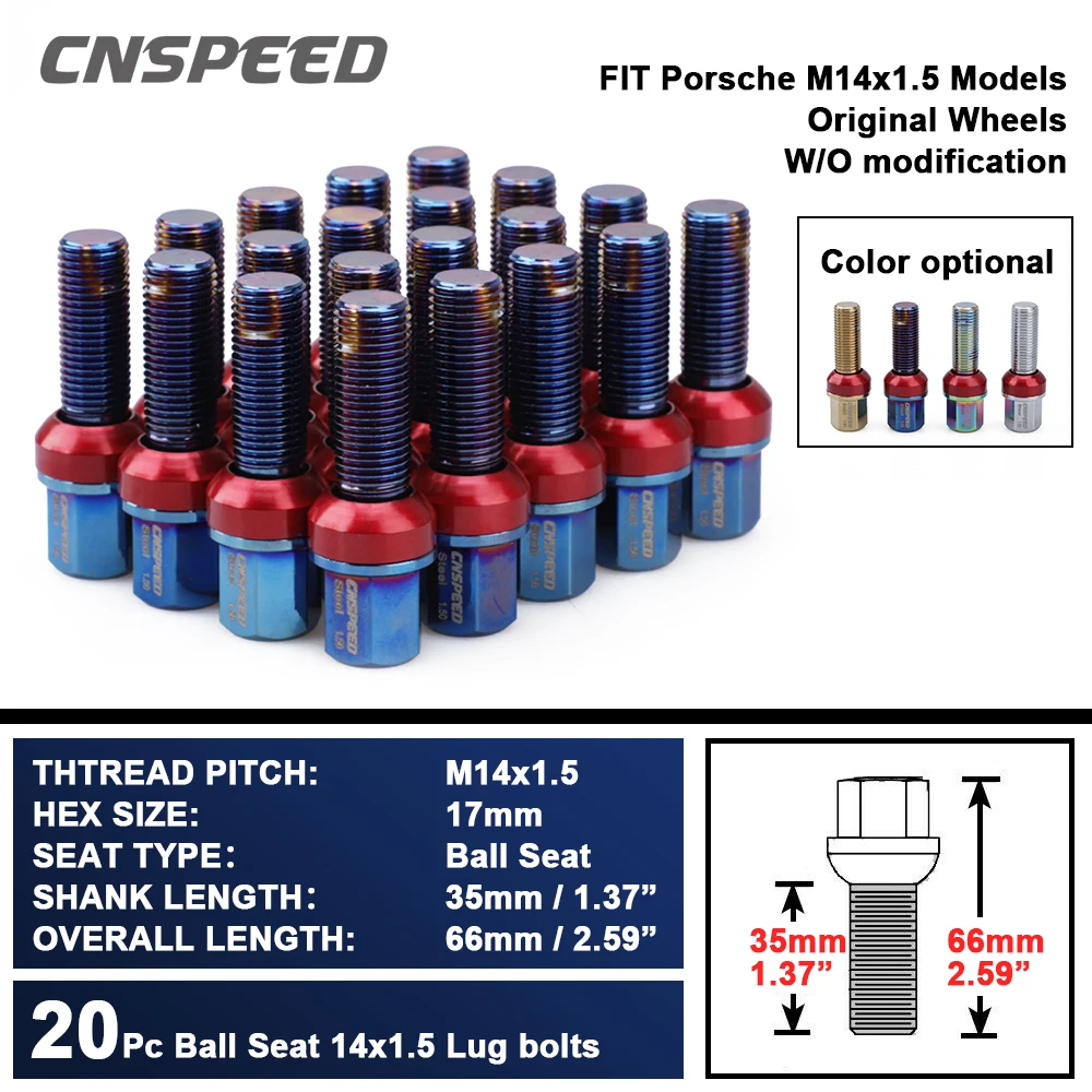 

20 шт./набор, запчасти для колес, болт для сиденья 35 мм, хвостовик, вал, подходит для оригинальных моделей Porsche M14x1.5