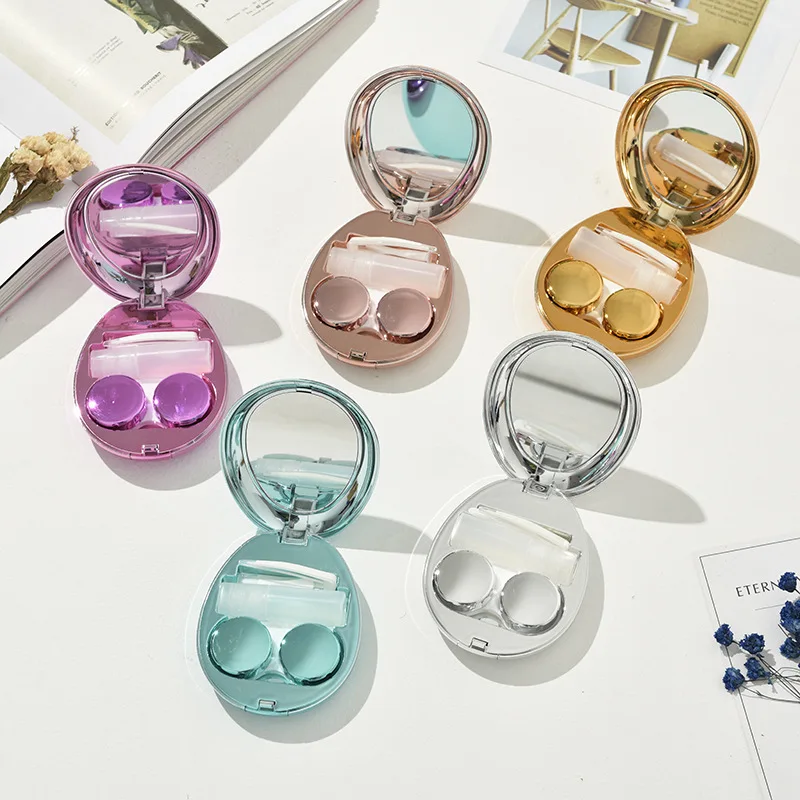 Exquisite glossy Cobblestone Contact Lens Case Ins girl and boy New Thin Contact Lenses Case  Eye contacts case