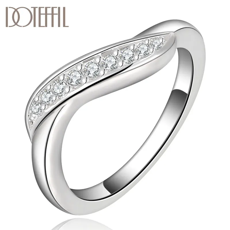 DOTEFFIL Twisted AAA Zircon Ring 925 Sterling Silver  Woman Fashion Wedding Engagement Party Gift Charm Jewelry