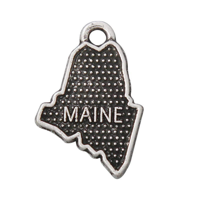 RAINXTAR Fashion Alloy Maine State Map Charms 13*20mm 50pcs AAC801