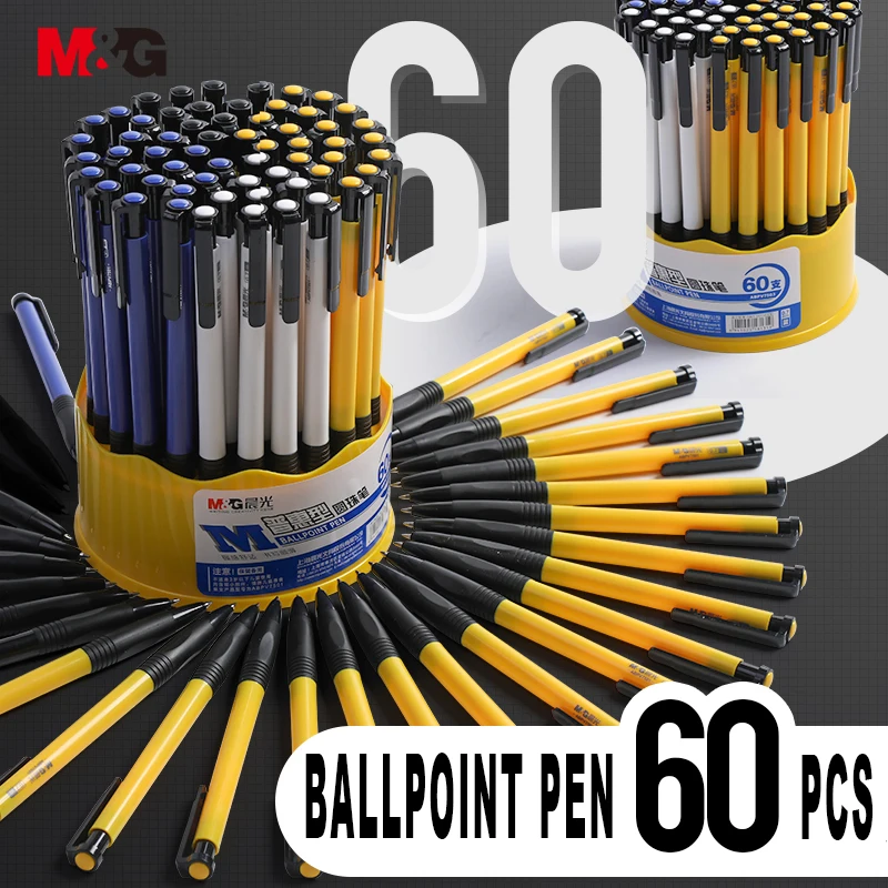 M&G Smooth Oil Ballpoint Pen Medium Point 0.7mm Blue Ink Semi Gel Ball Pen Value Pack for School Office Supplies