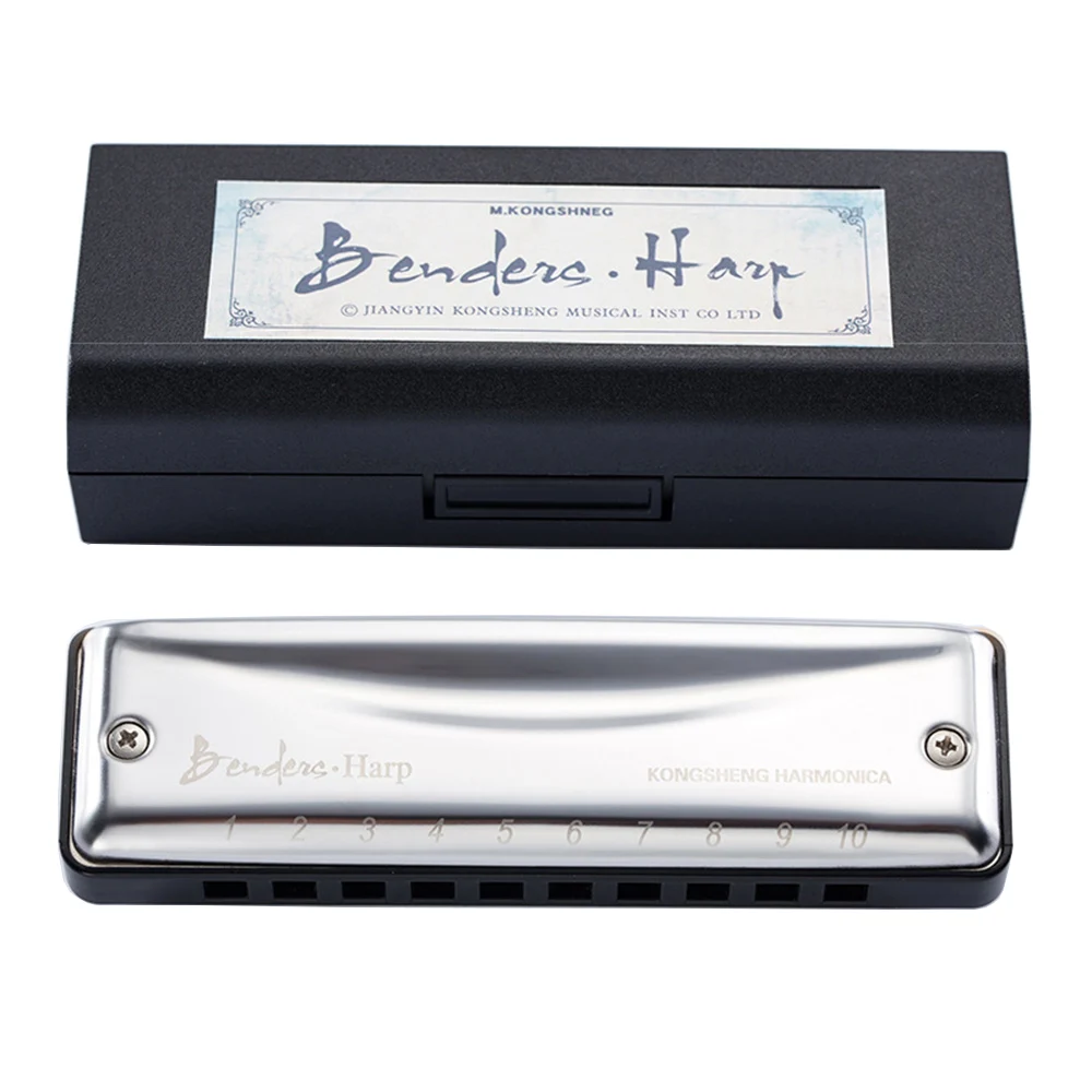 KONGSHENG 10 Holes Diatonic Harmonica 20 Tone Blues Harp Key of C D E F Bb Mouth Organ Musical Instruments Benders